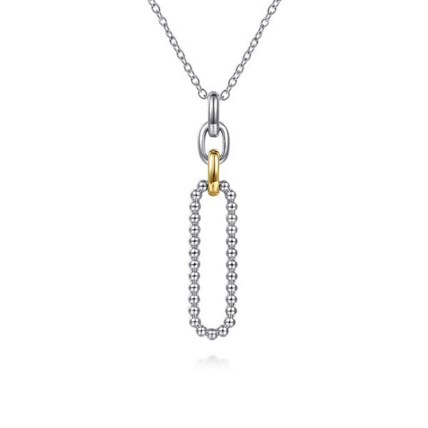 14K Yellow Gold and 925 Sterling Silver Bujukan Link Pendant Necklace