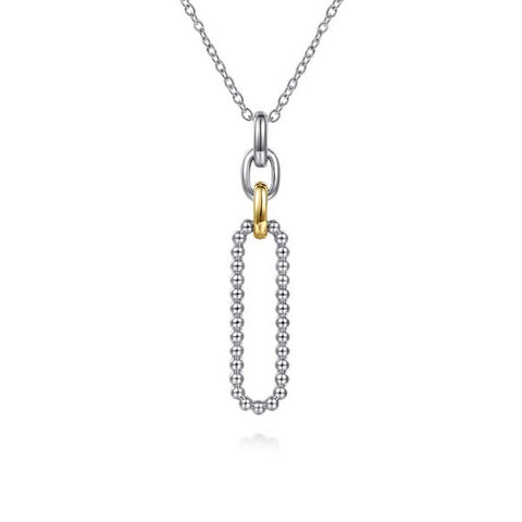 14K Yellow Gold and 925 Sterling Silver Bujukan Link Pendant Necklace