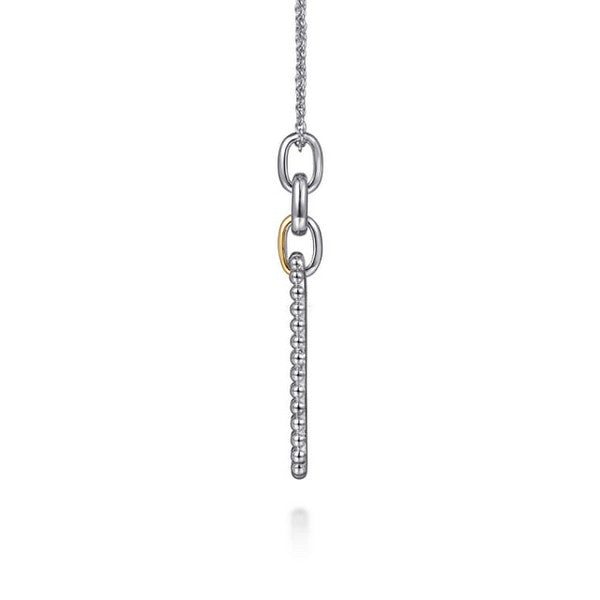 14K Yellow Gold and 925 Sterling Silver Bujukan Link Pendant Necklace