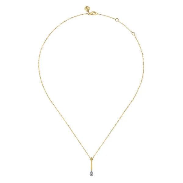 14K White & Yellow Gold Bujukan and 0.17ct Diamond Teardrop Pendant Necklace