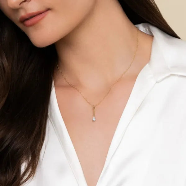 14K White & Yellow Gold Bujukan and 0.17ct Diamond Teardrop Pendant Necklace
