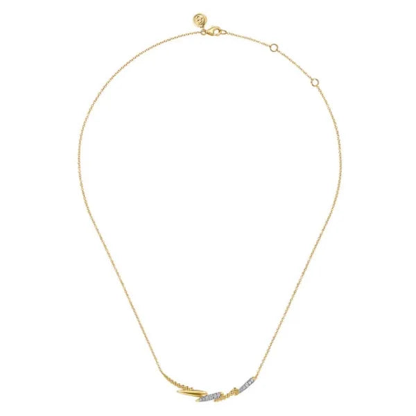 14K Yellow Gold Bujukan and 0.15ct Diamond Bar Necklace