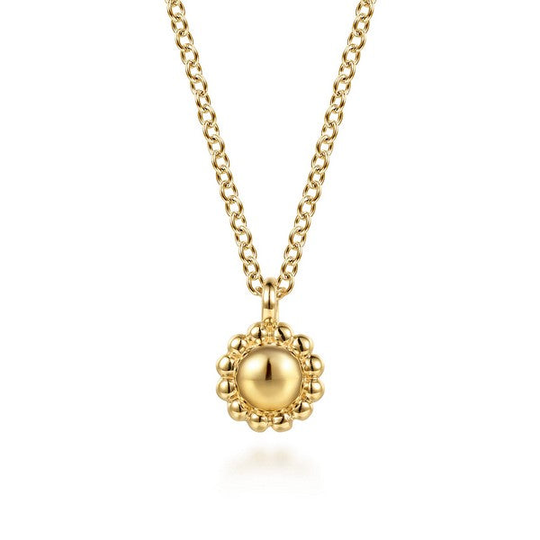 14K Yellow Plain Gold Bujukan Pendant Necklace