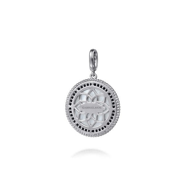 925 Sterling Silver White Mother Pearl and Black SpinelBujukan Medallion Pendant