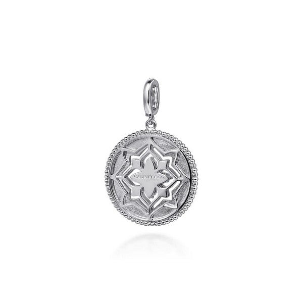 925 Sterling Silver Blue Topaz and White Sapphire Bujukan Medallion Pendant