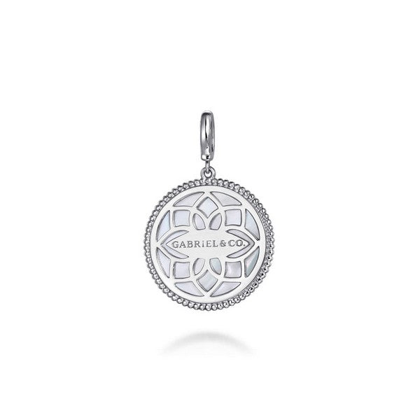 925 Sterling Silver Starburst Blue Sapphire and White Sapphire Bujukan Medallion Pendant