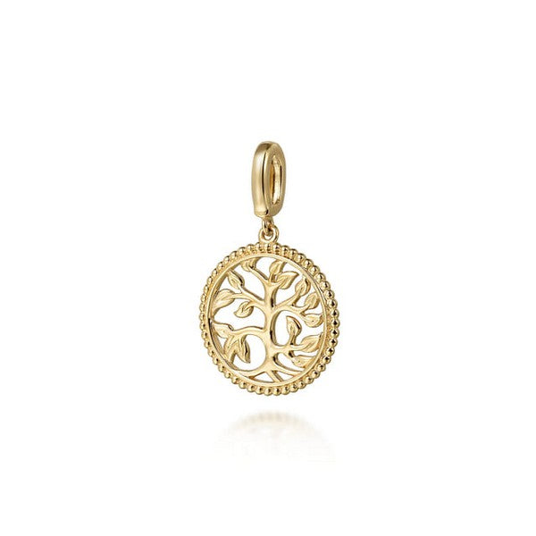 14K Yellow Plain Gold Bujukan Tree of Life Medallion Pendant