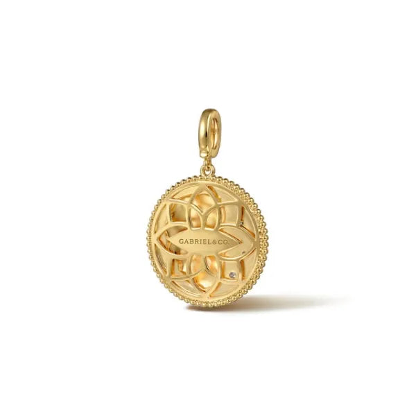14K Yellow Gold Diamond Bujukan Leo Medallion Pendant