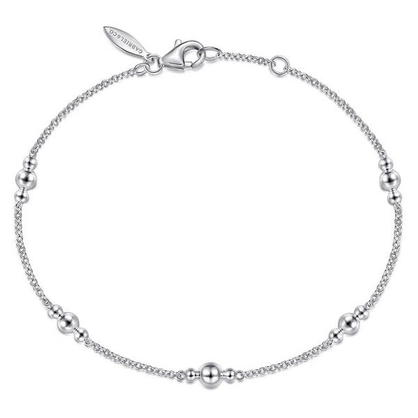 925 Sterling Silver Beaded Station Bracelet