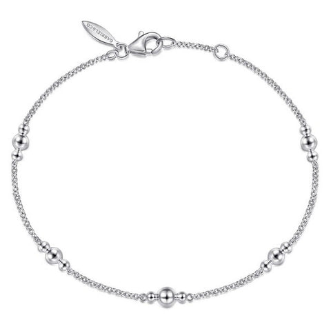 925 Sterling Silver Beaded Station Bracelet