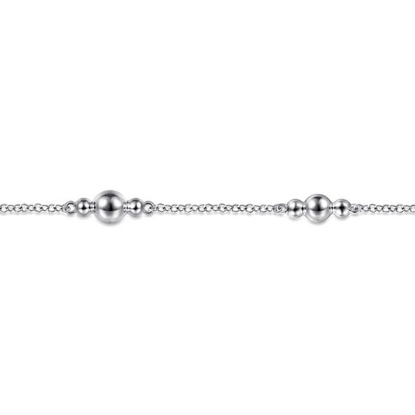 925 Sterling Silver Beaded Station Bracelet