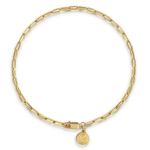 7 inch 14K Yellow Gold Hollow Paperclip Chain Bracelet