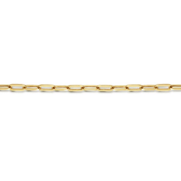7 inch 14K Yellow Gold Hollow Paperclip Chain Bracelet