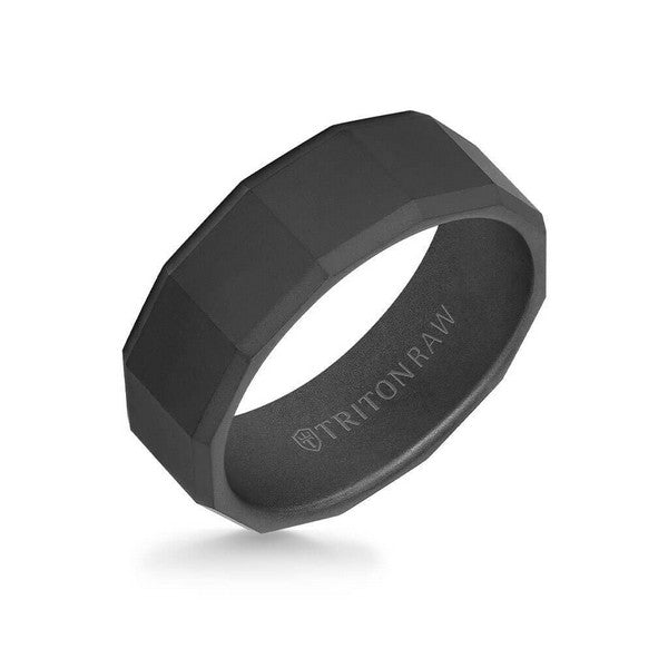 8MM Tungsten RAW Black DLC Ring