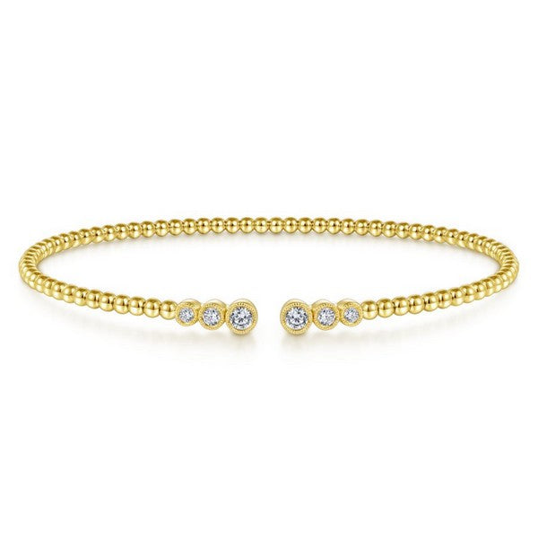 14K Yellow Gold Bujukan Bead Split Cuff Bracelet