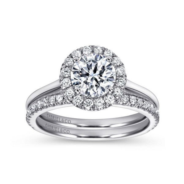Lady's White Polished 14 Karat Halo Engagement Ring