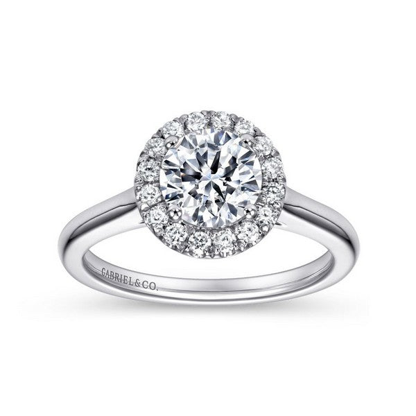 Lady's White Polished 14 Karat Halo Engagement Ring
