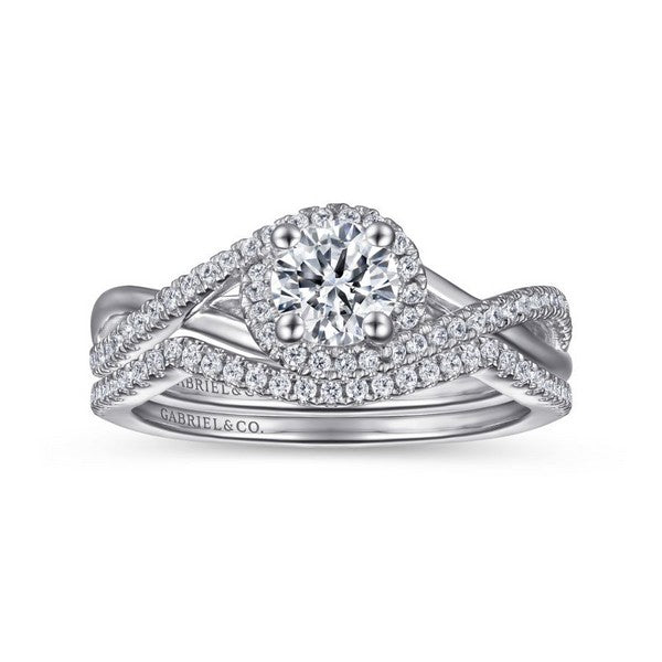 Lady's White Polished 14 Karat Contemporary Engagement Ring