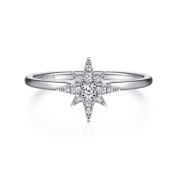 14K White Gold Diamond Starburst Ring