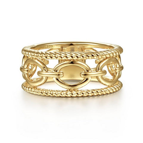 14K Yellow Gold Chain Link Ring