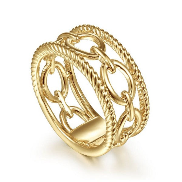14K Yellow Gold Chain Link Ring