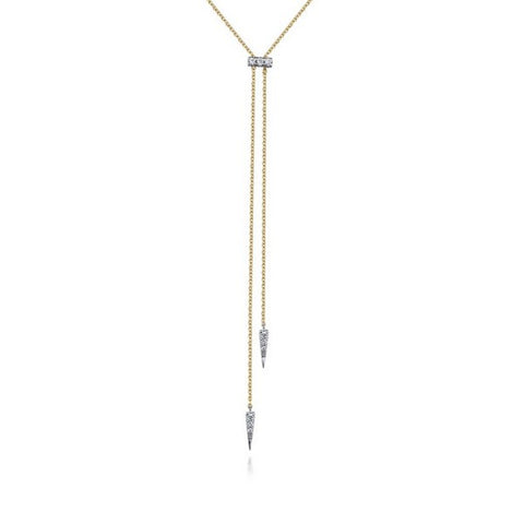 14K Yellow-White Gold Lariat Choker Necklace