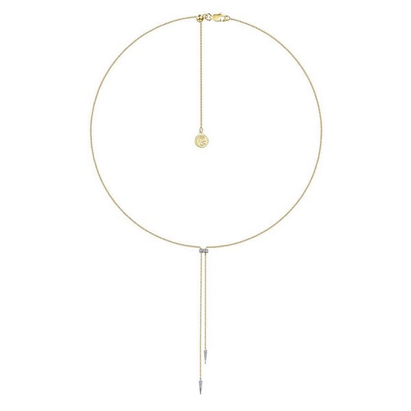 14K Yellow-White Gold Lariat Choker Necklace