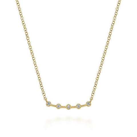 14K Yellow Gold Curved Bar Necklace