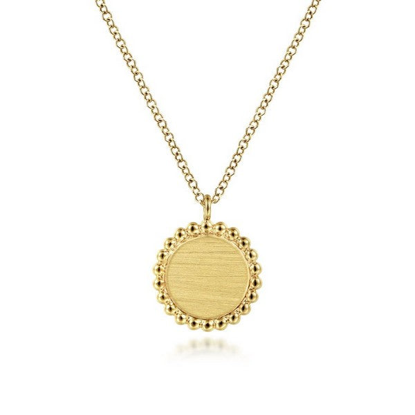 14K Yellow Gold Round Pendant Necklace