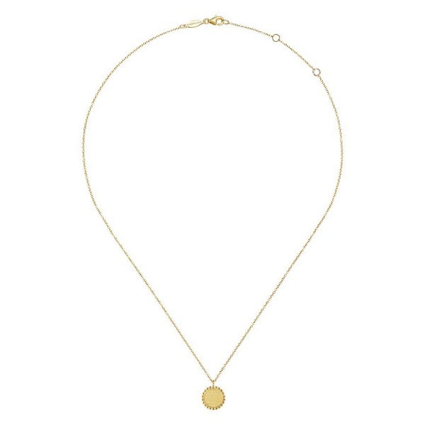 14K Yellow Gold Round Pendant Necklace