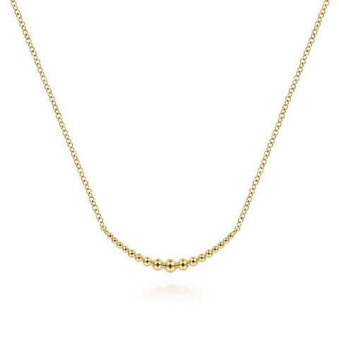 14K Yellow Gold Curved Bar Necklace