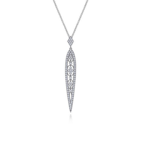 14K White Gold Diamond Pendant Necklace