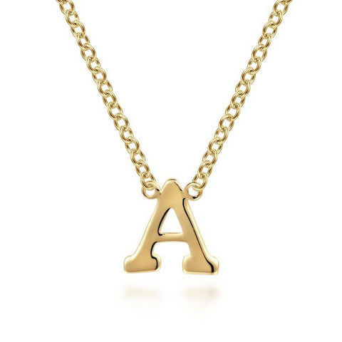 14K Yellow Gold A Initial Necklace
