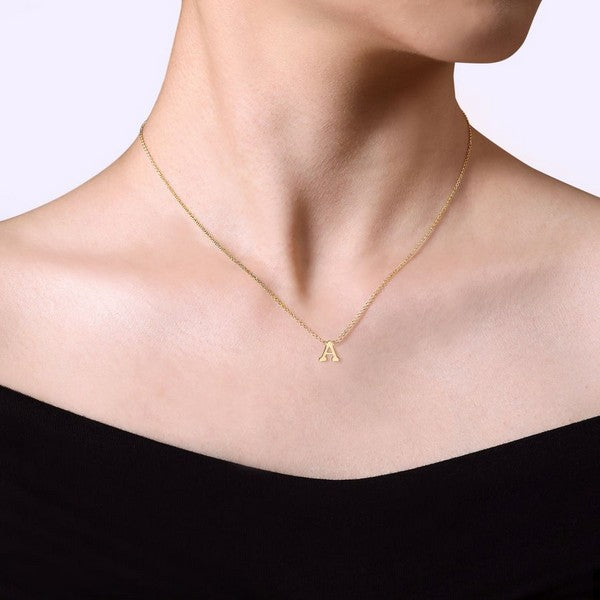 14K Yellow Gold A Initial Necklace