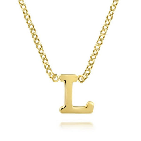 14K Yellow Gold L Initial Necklace